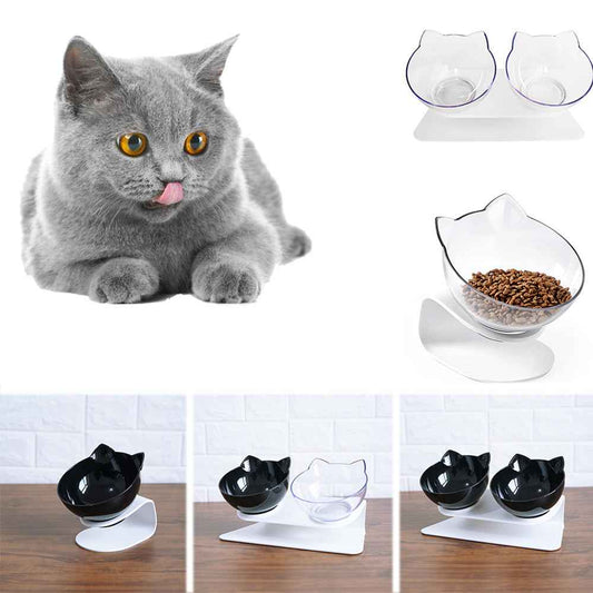 Cat Double Bowl: Protects Cervical Vertebra, Elevates Feeding Comfort - Killer Products