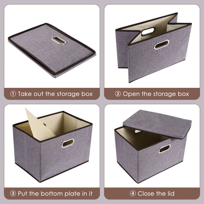 Large Cotton Linen Storage Box Set, Foldable Clothing Organizer - Killer Products