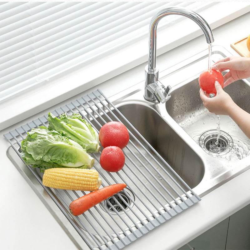 Sink Bowl Rack Stainless Steel Foldable Kitchen Dish Organizer - Killer Products