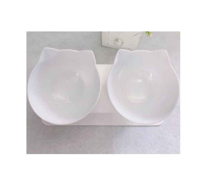 Cat Double Bowl: Protects Cervical Vertebra, Elevates Feeding Comfort - Killer Products