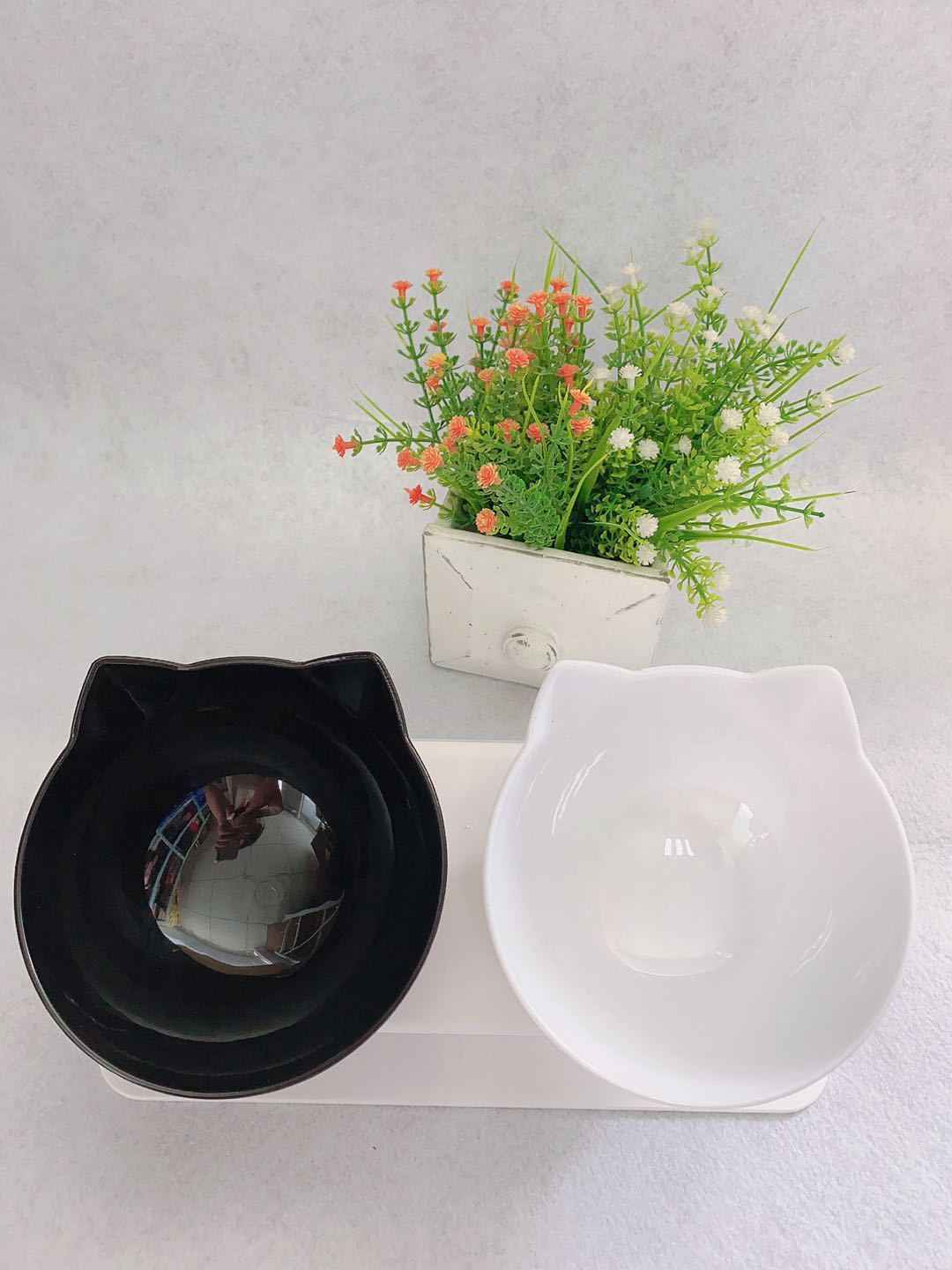 Cat Double Bowl: Protects Cervical Vertebra, Elevates Feeding Comfort - Killer Products