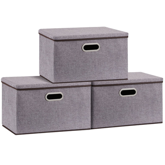 Large Cotton Linen Storage Box Set, Foldable Clothing Organizer - Killer Products