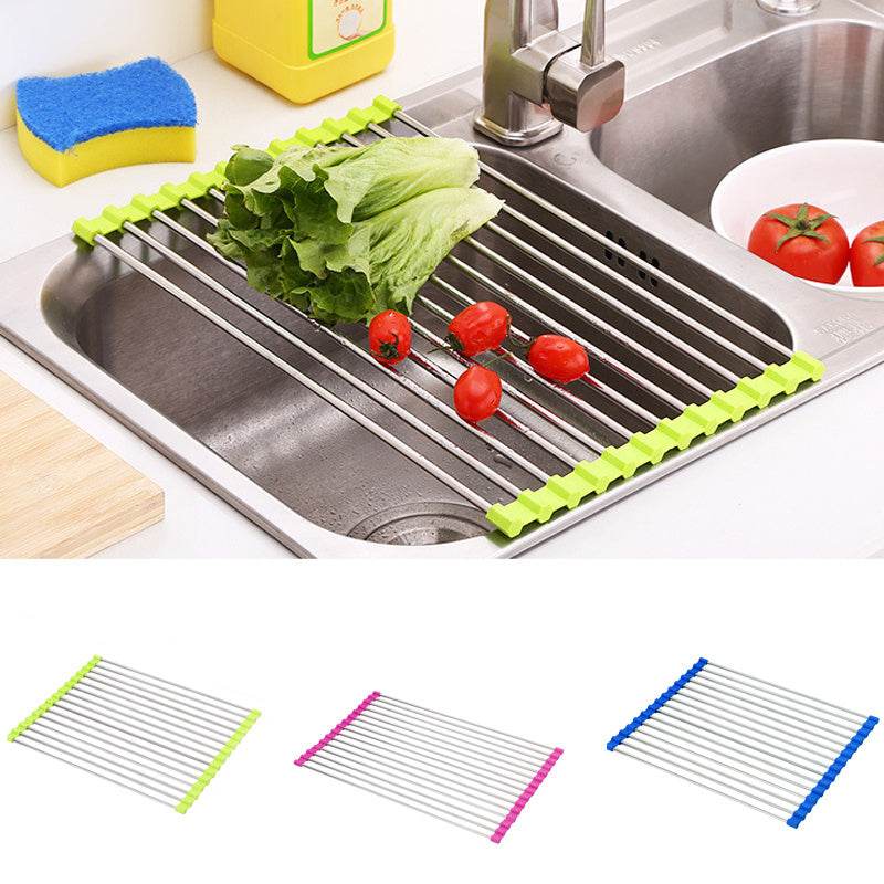 Sink Bowl Rack Stainless Steel Foldable Kitchen Dish Organizer - Killer Products