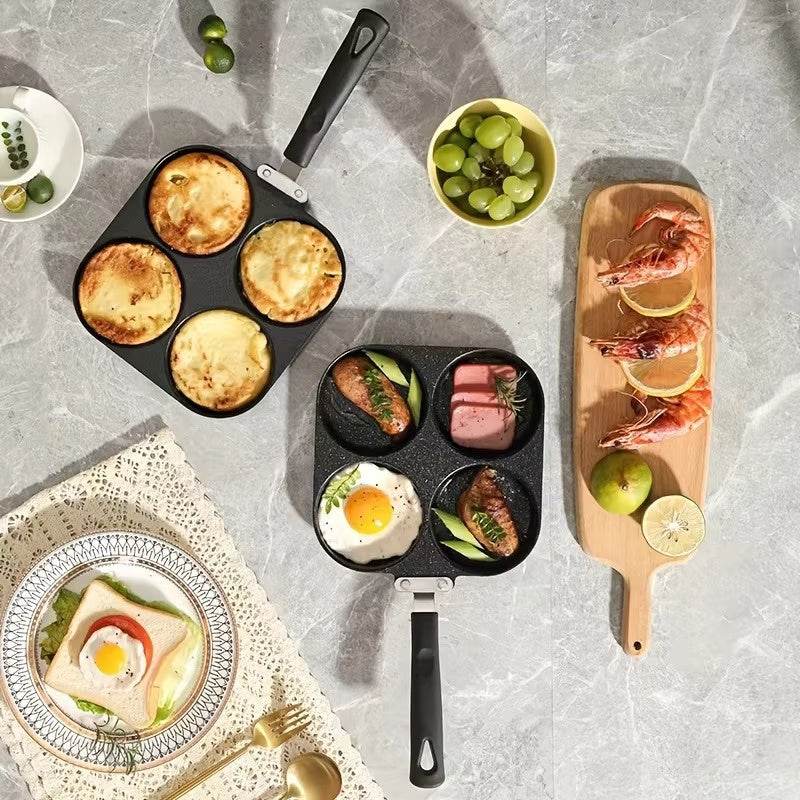 Versatile Non-Stick 4-Hole Pan for Breakfast & Burgers - Killer Products