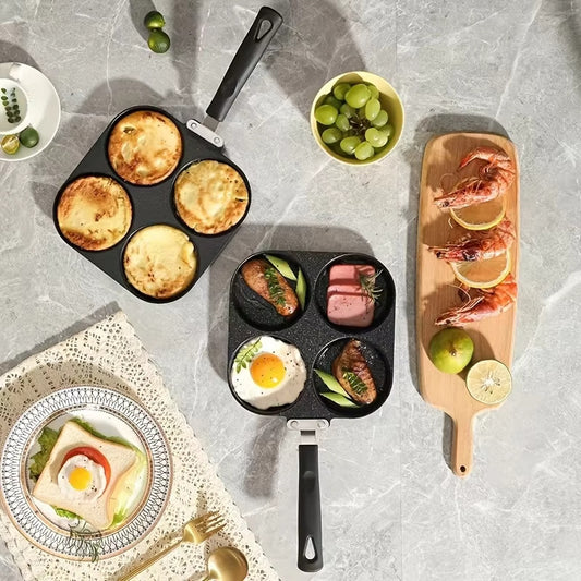 Versatile Non-Stick 4-Hole Pan for Breakfast & Burgers - Killer Products