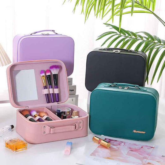 Solid Color PU Leather Waterproof Women's Cosmetic Bag, Large Capacity - Killer Products