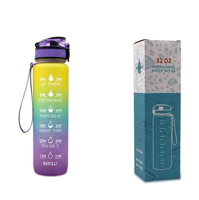 1L Tritan Time Marker Water Bottle - Leakproof Sports Fitness - Killer Products