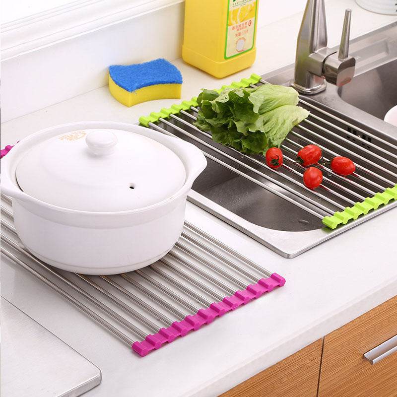 Sink Bowl Rack Stainless Steel Foldable Kitchen Dish Organizer - Killer Products