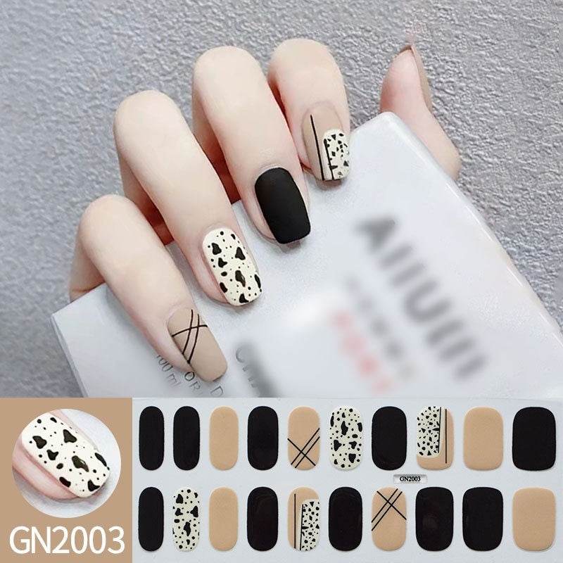 Finger Baking-Free Gel Nail Stickers with Simple Grid Design - Killer Products