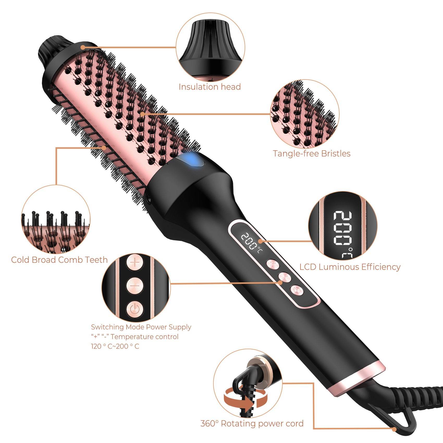 Effortless Hair Styling: Roller Comb Anion Straight Curling Heater - Killer Products