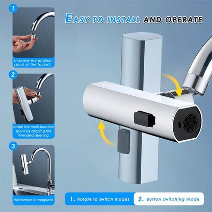 Splash-Proof Universal Rotating Kitchen Faucet Waterfall Nozzle Extension - Killer Products