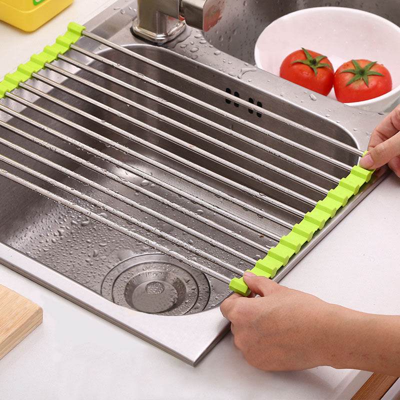 Sink Bowl Rack Stainless Steel Foldable Kitchen Dish Organizer - Killer Products