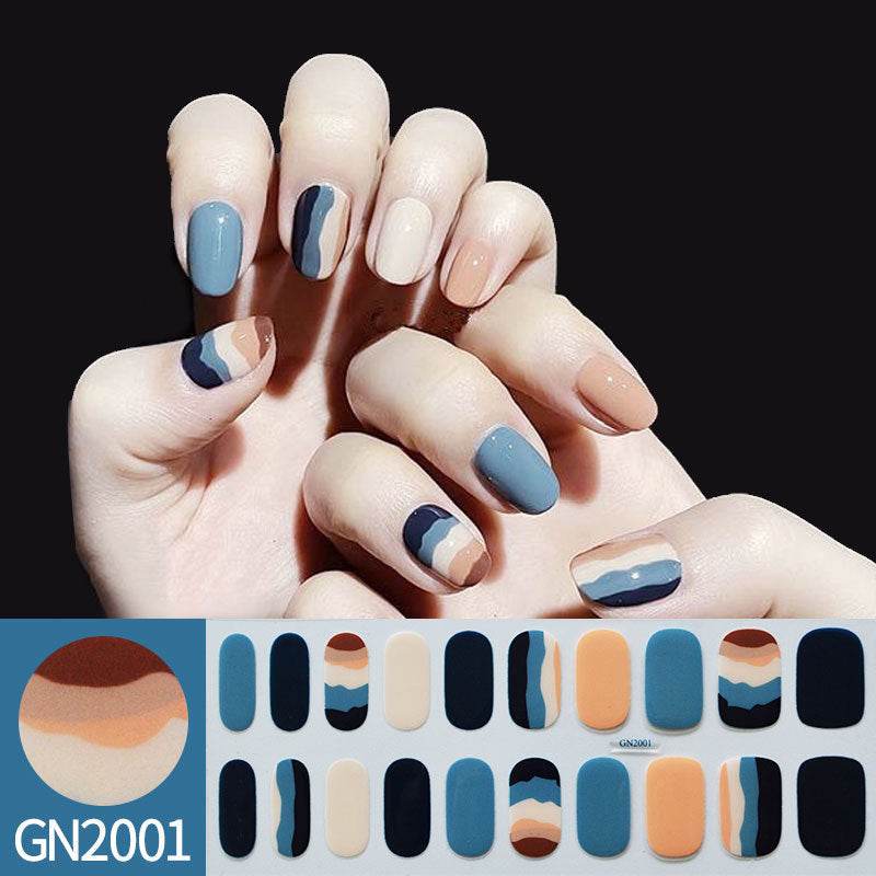 Finger Baking-Free Gel Nail Stickers with Simple Grid Design - Killer Products