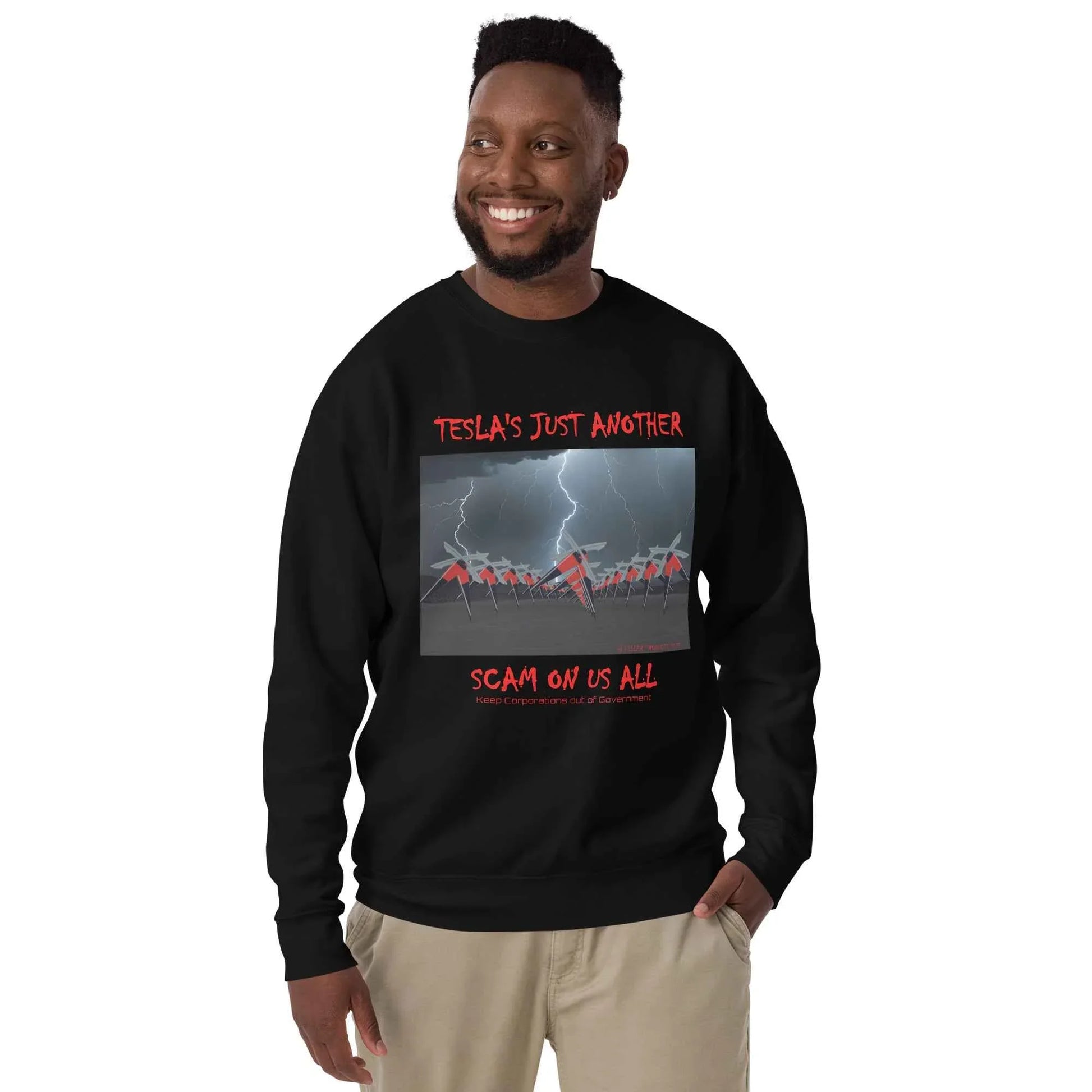 TESLA'S Premium Unisex Sweatshirt: Bold Statement Against Greed - Killer Products