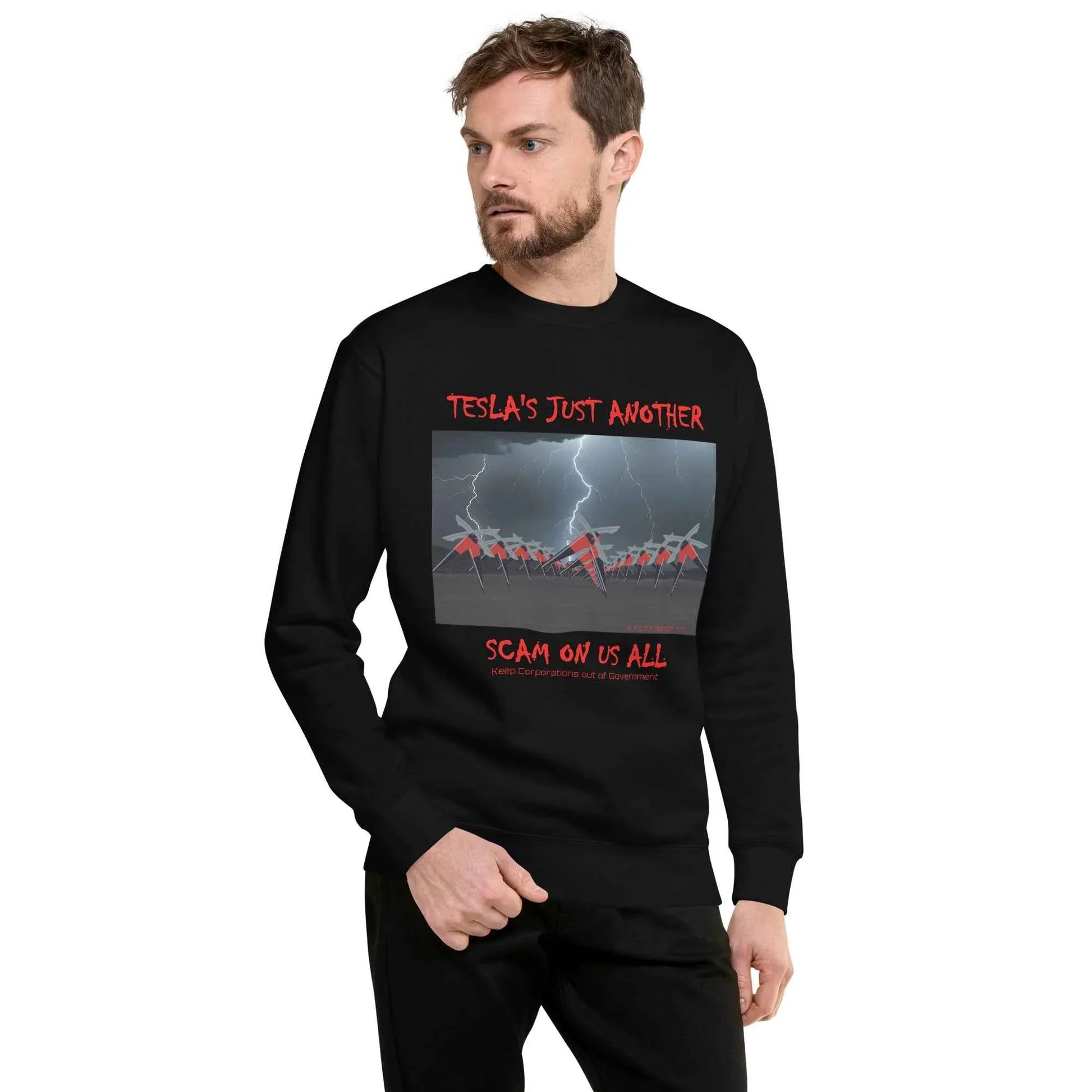 TESLA'S Premium Unisex Sweatshirt: Bold Statement Against Greed - Killer Products