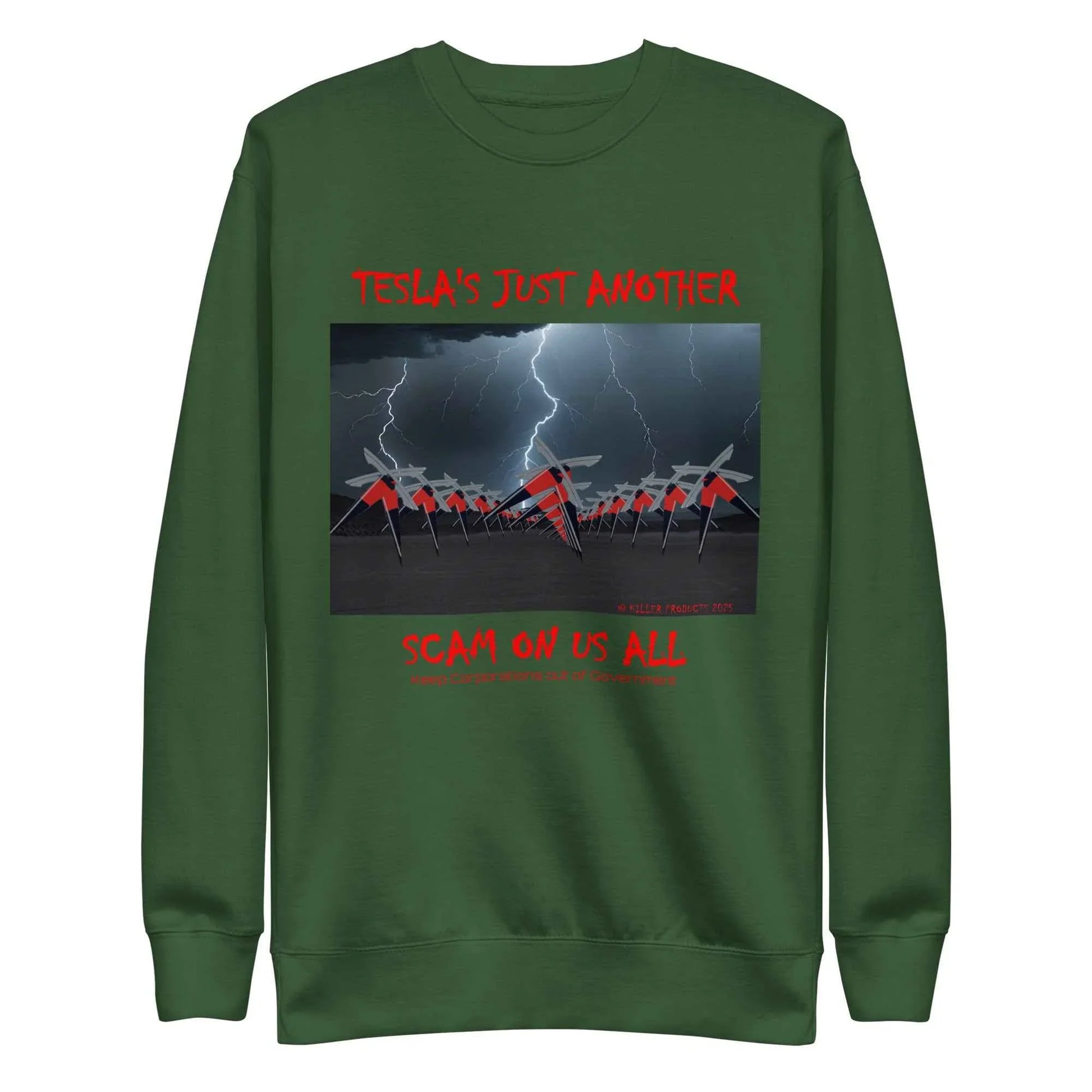 TESLA'S Premium Unisex Sweatshirt: Bold Statement Against Greed - Killer Products