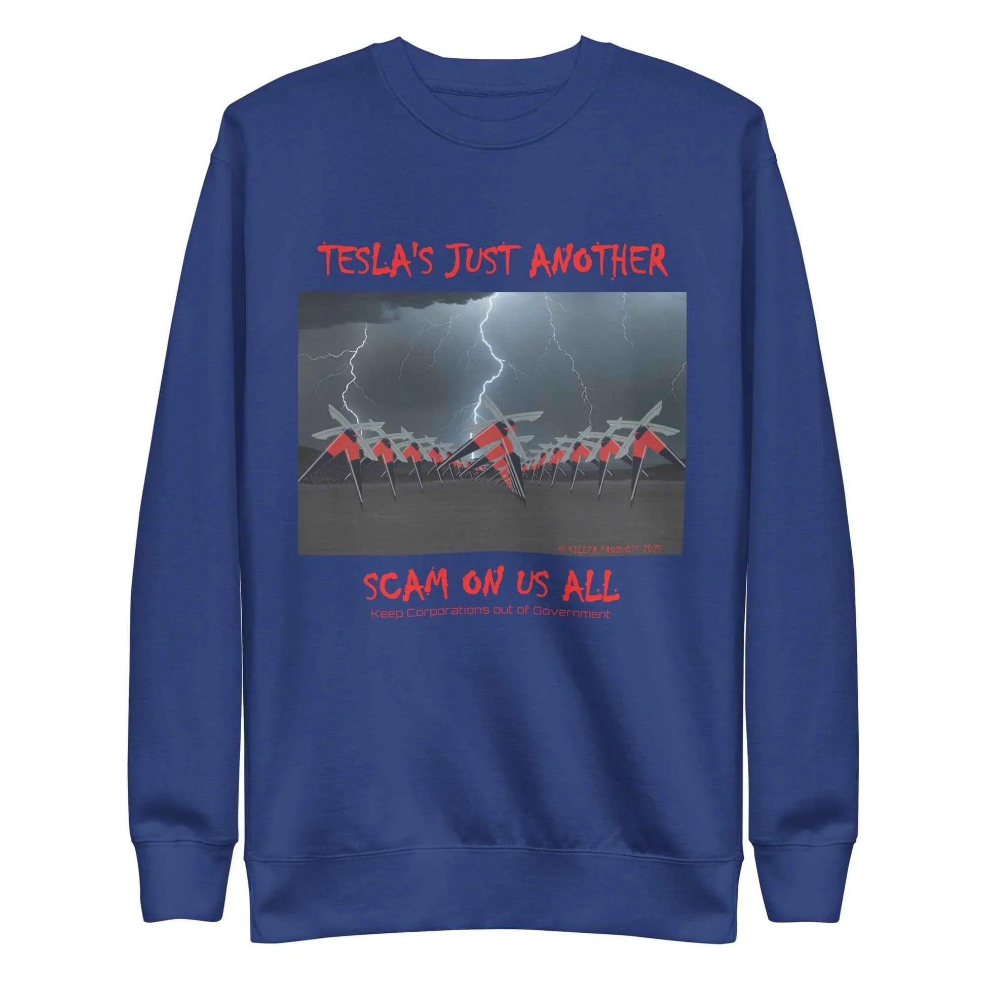 TESLA'S Premium Unisex Sweatshirt: Bold Statement Against Greed - Killer Products