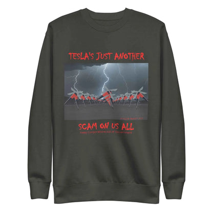 TESLA'S Premium Unisex Sweatshirt: Bold Statement Against Greed - Killer Products
